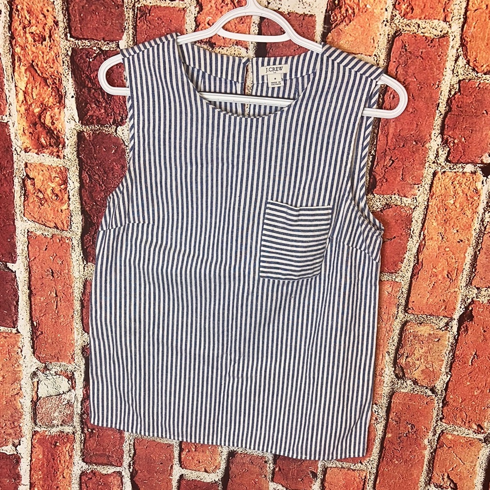 J.Crew Blue White Stripe Sleeveless women’s blouse Top Size 8